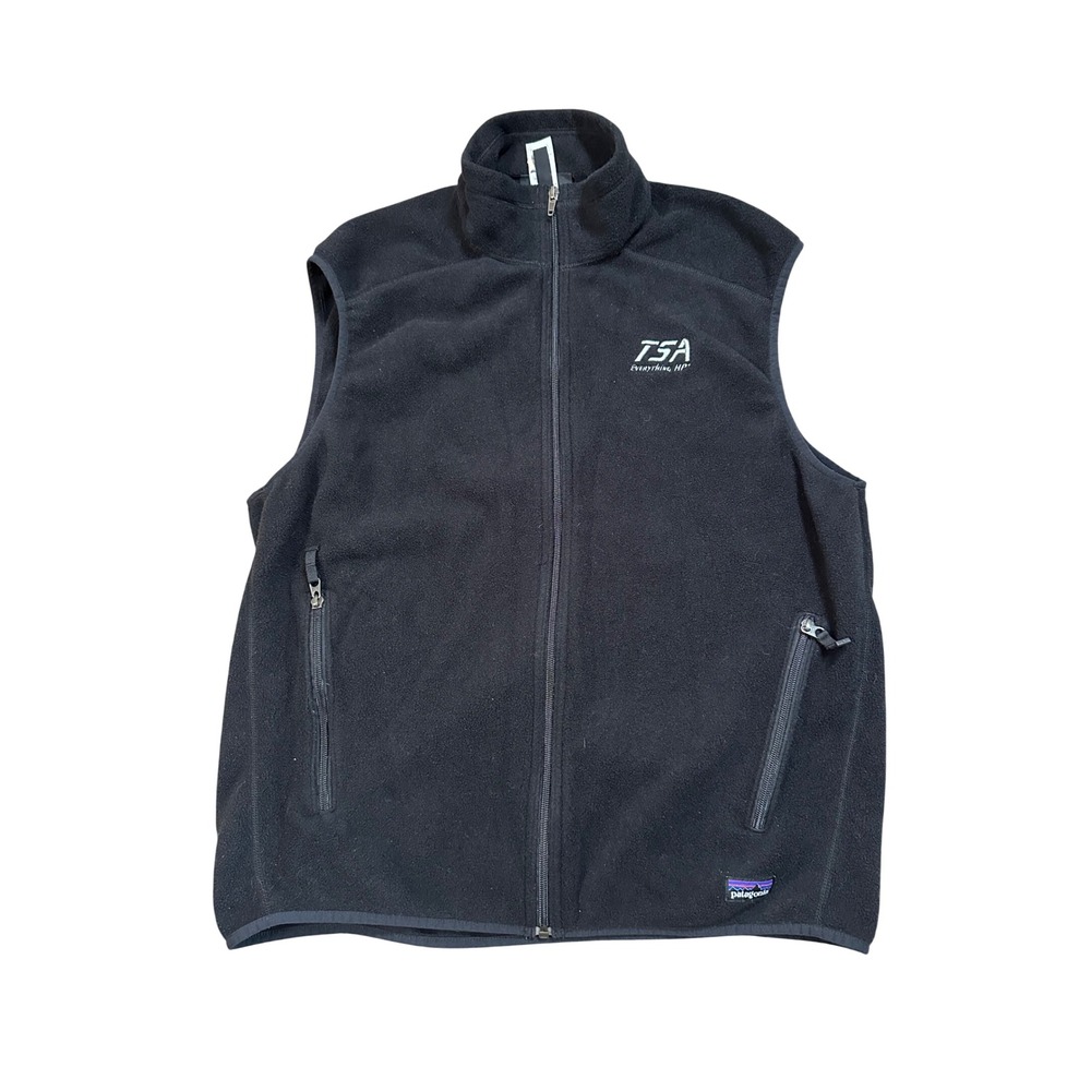 Patagonia Synchilla‎ Fleece Vest Mens Large Black Full Zip TSA Logo 11408FA13